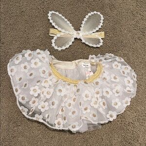 White and Gold Floral Tutu with wings
